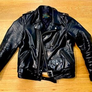 Schott NYC Black Leather Biker Jacket
